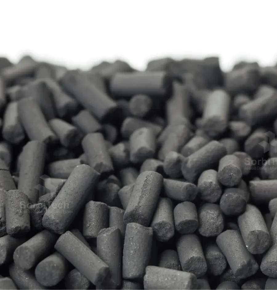 Activated carbon pellets extruded cylindrical shapes